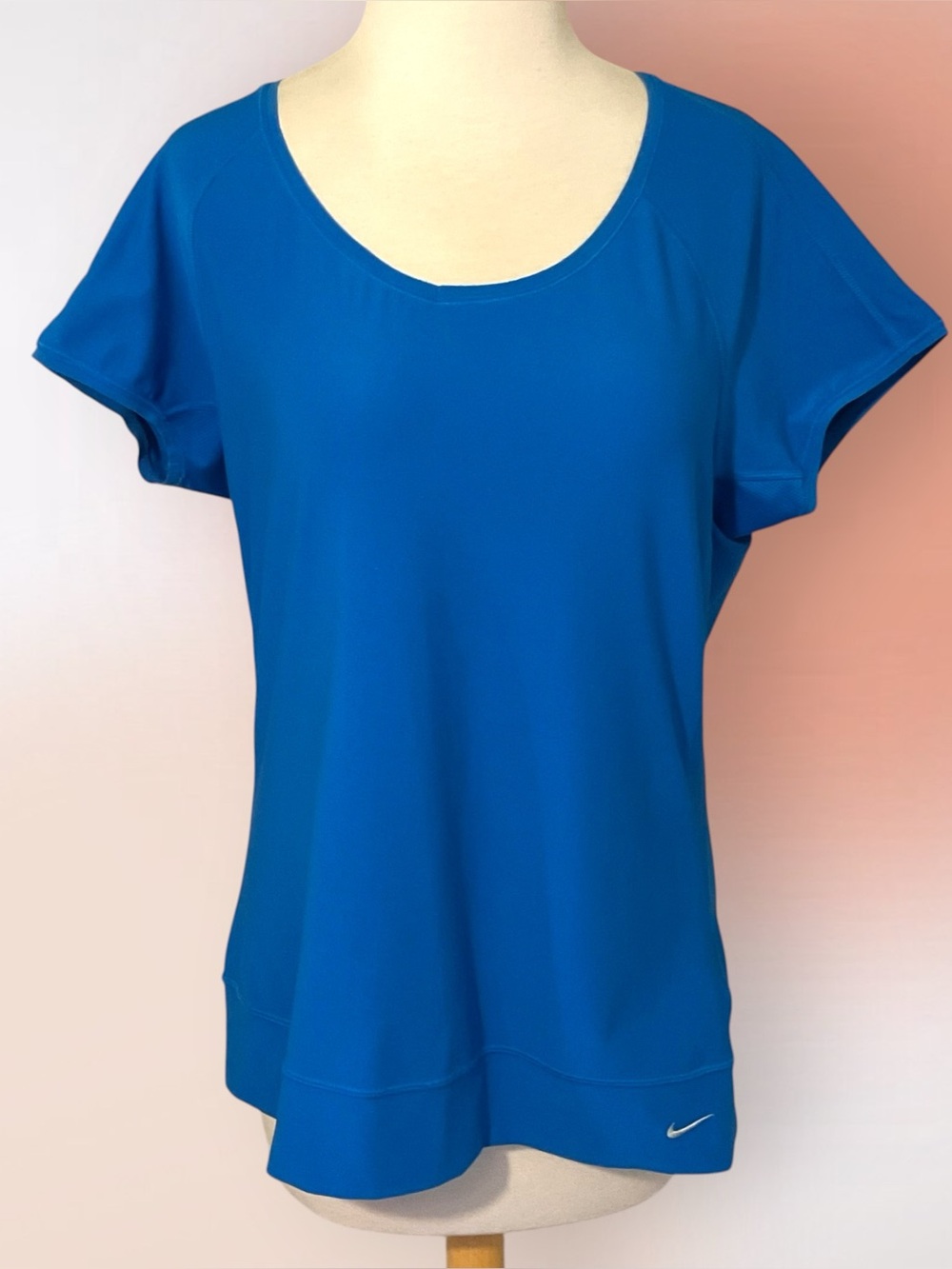 Nike Fit Dry Medium Blue Short Sleeve Scoop Neck Tee Womens’s L 12/14